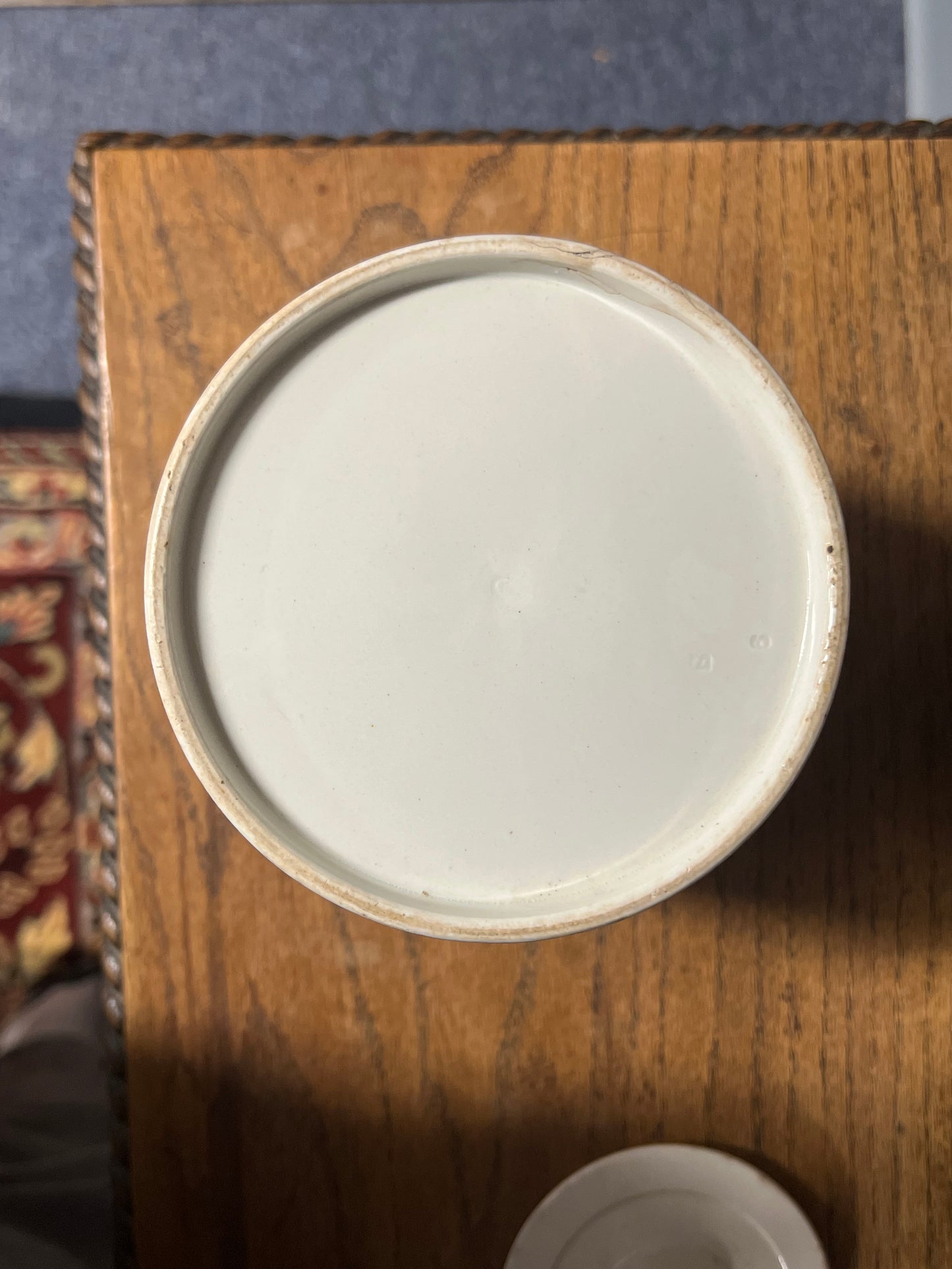 CASTOR SUGAR - White Banded Kitchen Jar Canister with Lid