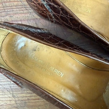 Vintage Ralph Lauren Brown Crocodile Penny Loafers
