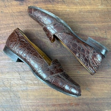 Vintage Ralph Lauren Brown Crocodile Penny Loafers