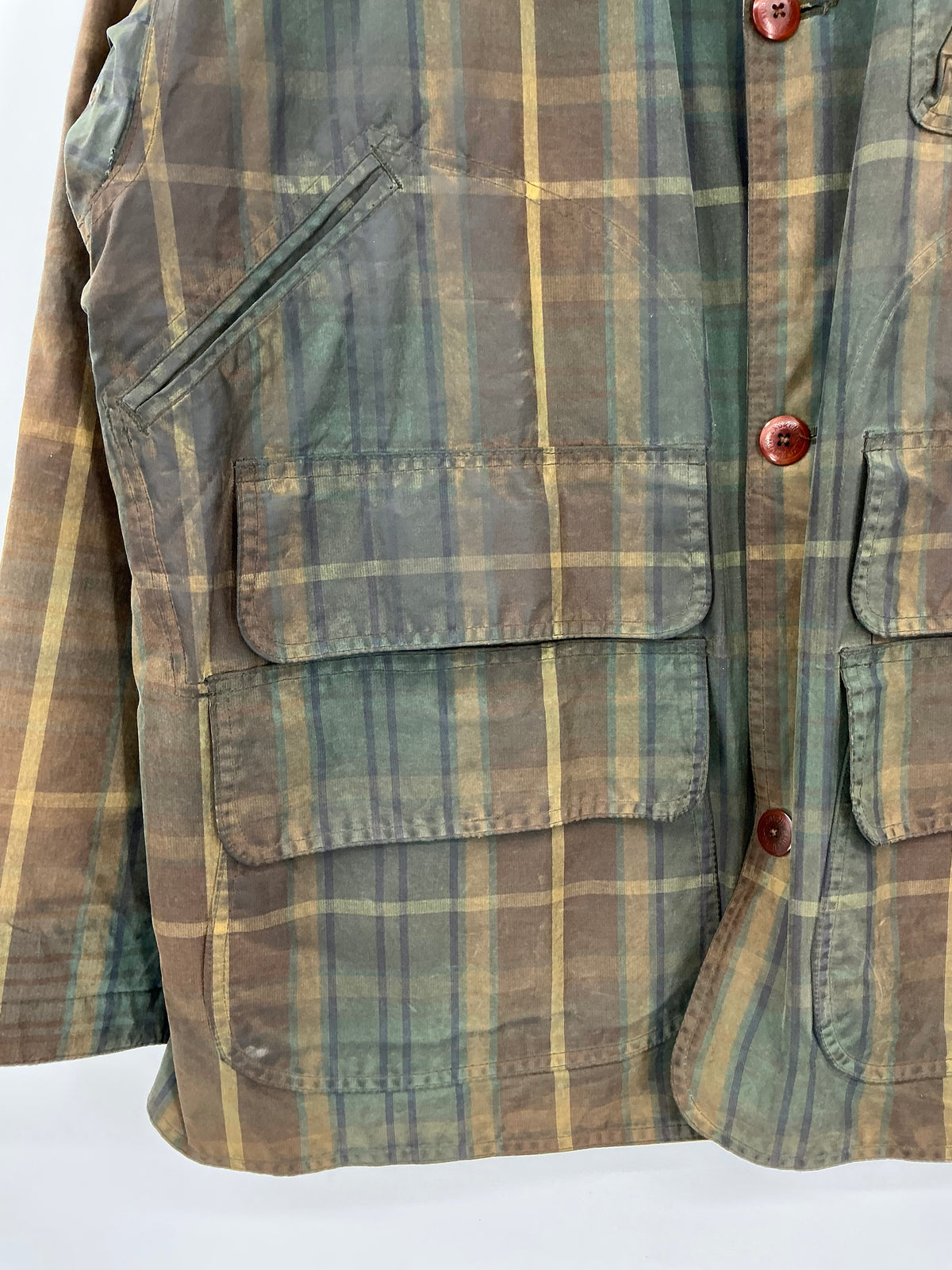 Vintage 90s Polo Ralph Lauren Plaid Waxed Cotton Hunting Barn Jacket Large