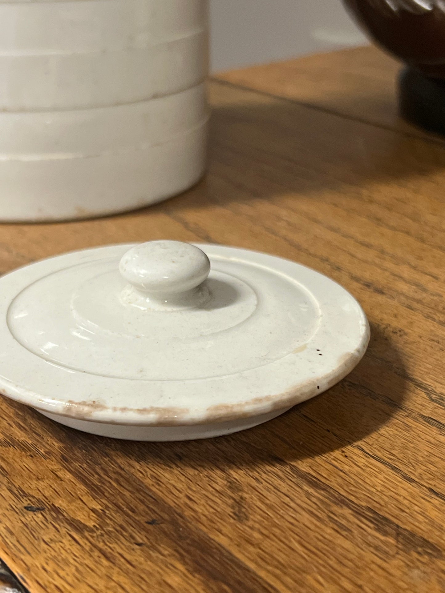 RICE - White Banded Kitchen Jar Canister with Lid