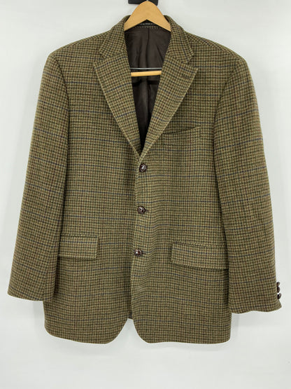 Vintage J. Press Men's Olive & Brown Tic-Weave Wool Tweed Sport Coat 44R