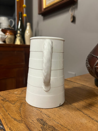 White Banded Dairy Jug Rope Handle