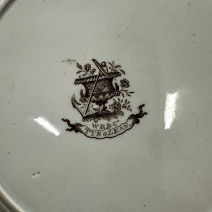 Brown Transferware 9 1/4" Plate W R & Co Tyrolean