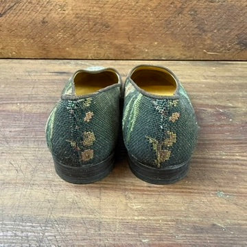 Vintage Ralph Lauren Tapestry Flats Loafers Green Purple Size 7B