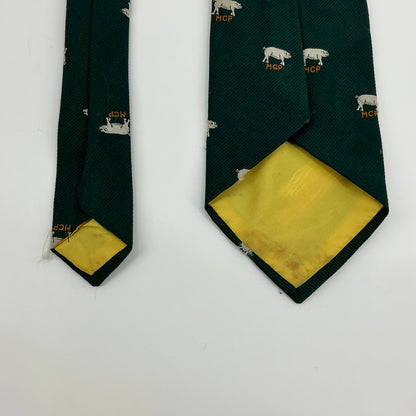 Vintage Male Chauvinist Pig Bloomingdale’s Men’s Green “MCP” Pig Print Tie