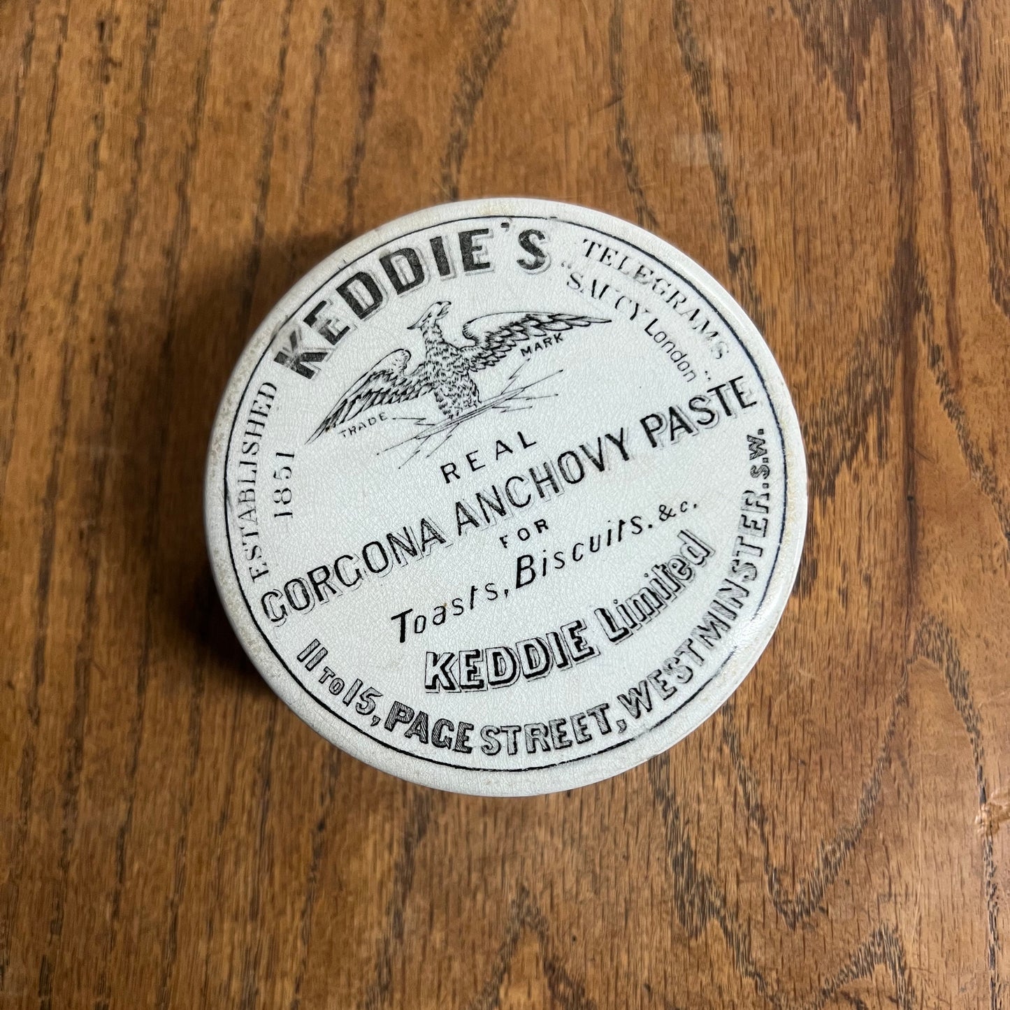 Keddie's Real Gorgona Anchovy Paste Lid and Pot
