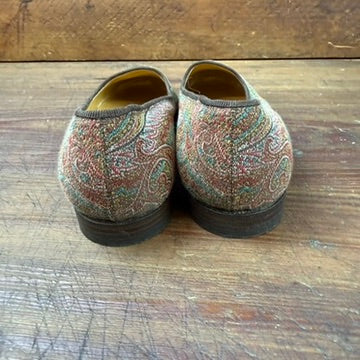 Vintage Ralph Lauren Tapestry Flats Loafers Pink Teal Size 7B