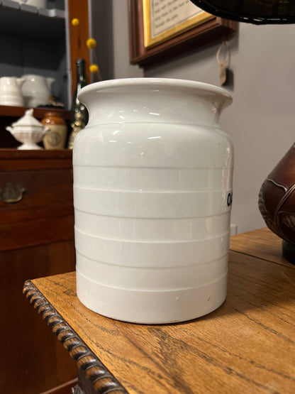 OATMEAL - White Banded Kitchen Jar Canister