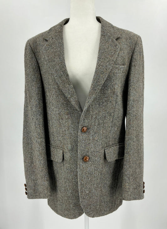 Vintage Harris Tweed Jacket Blue 40L