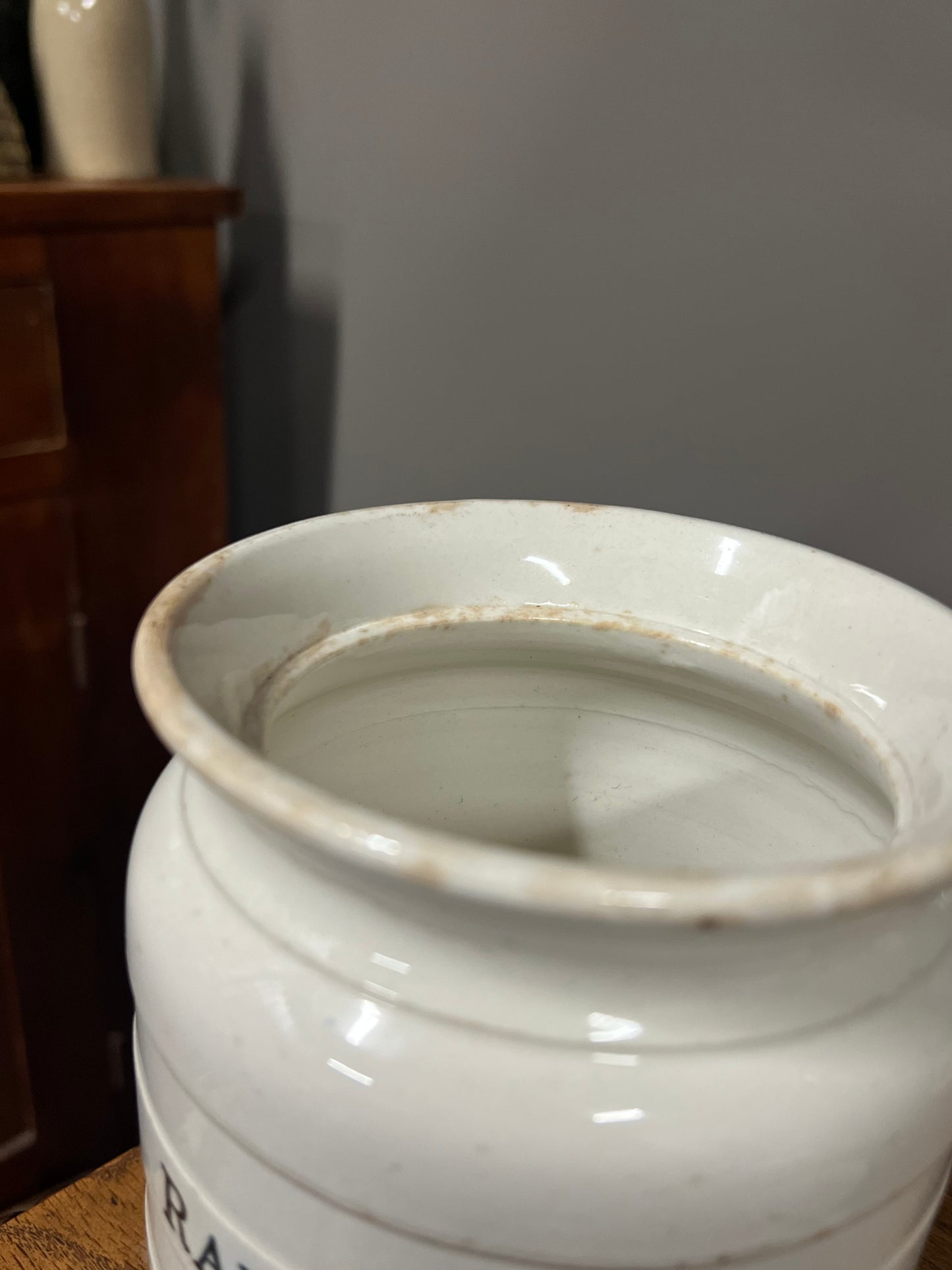 RAISINS - White Banded Kitchen Jar Canister with Lid