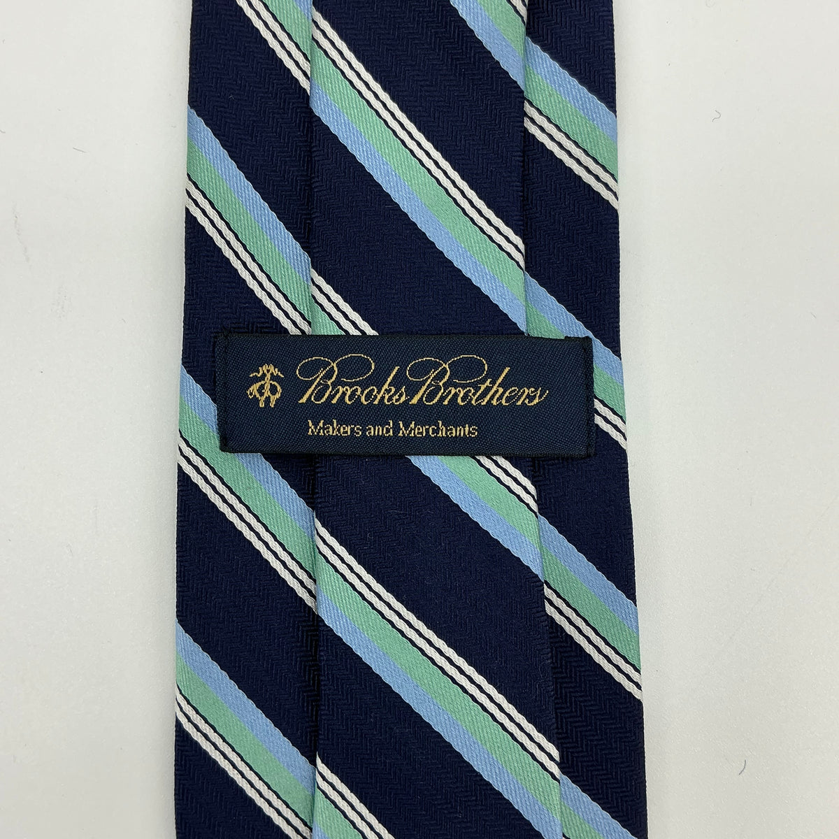 NWT Brooks Brothers BB#1 Rep Stripe Silk Tie - Navy & Light Blue Striped