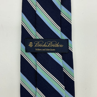 NWT Brooks Brothers BB#1 Rep Stripe Silk Tie - Navy & Light Blue Striped