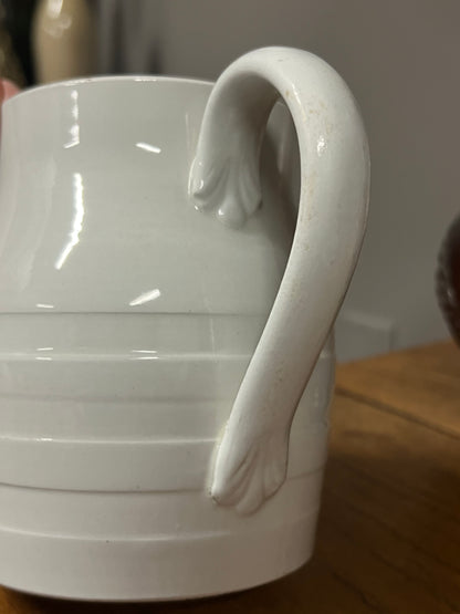 White Ironstone Banded Dairy Jug