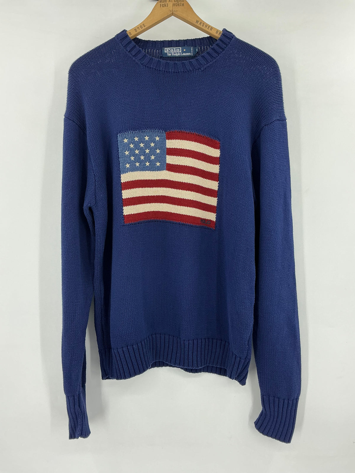 Vintage Polo Ralph Lauren Classic Flag Sweater Large Blue