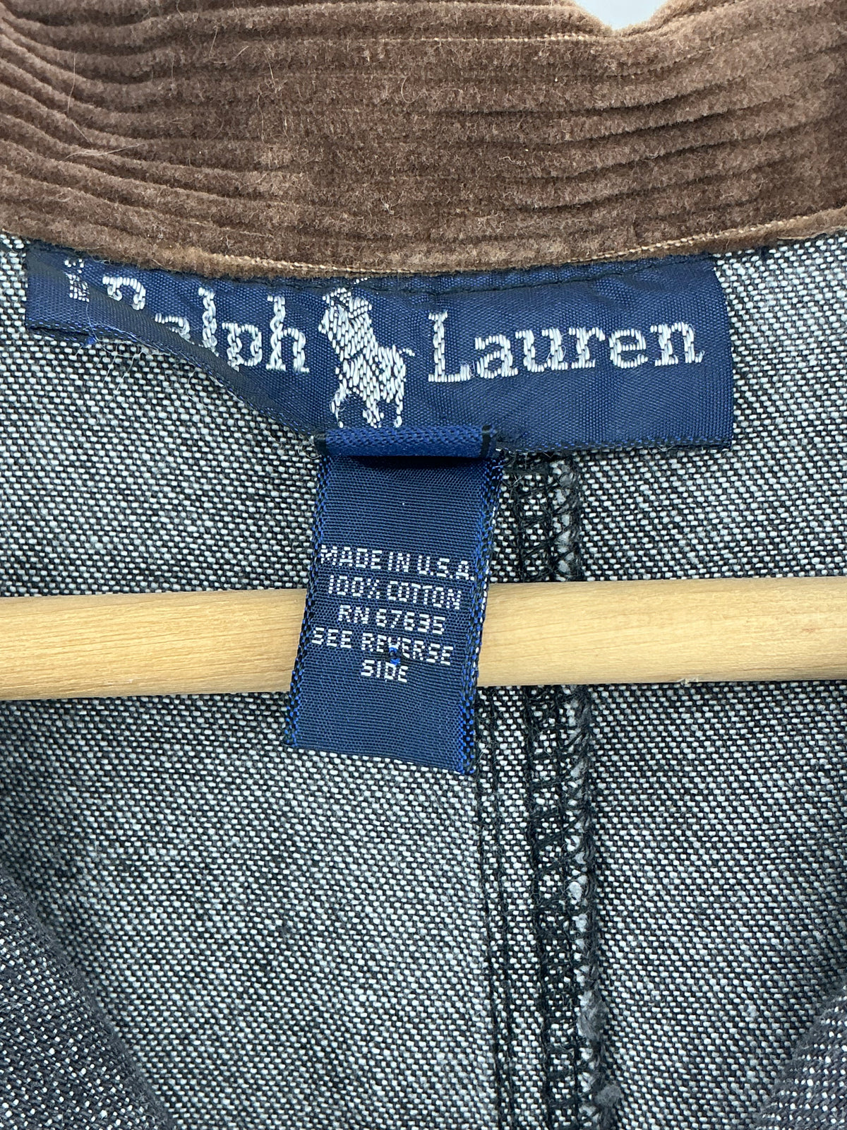 Vintage Ralph Lauren Black Denim Duster Shirt Dress  Corduroy Collar Cuffs Size 12