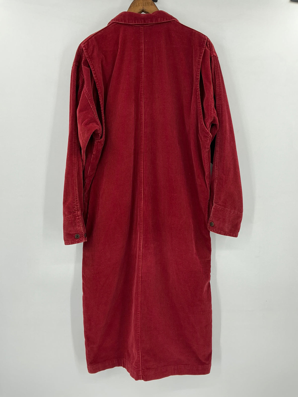 Vintage Ralph Lauren Red Corduroy Shirt Dress Size 8