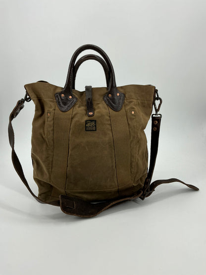 RRL Double RL Waxed Canvas And Leather Tote Bag
