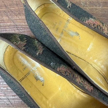 Vintage Ralph Lauren Tapestry Flats Loafers Green Purple Size 7B