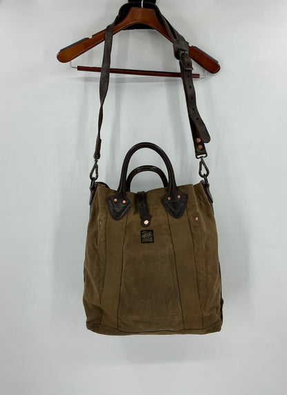 RRL Double RL Waxed Canvas And Leather Tote Bag