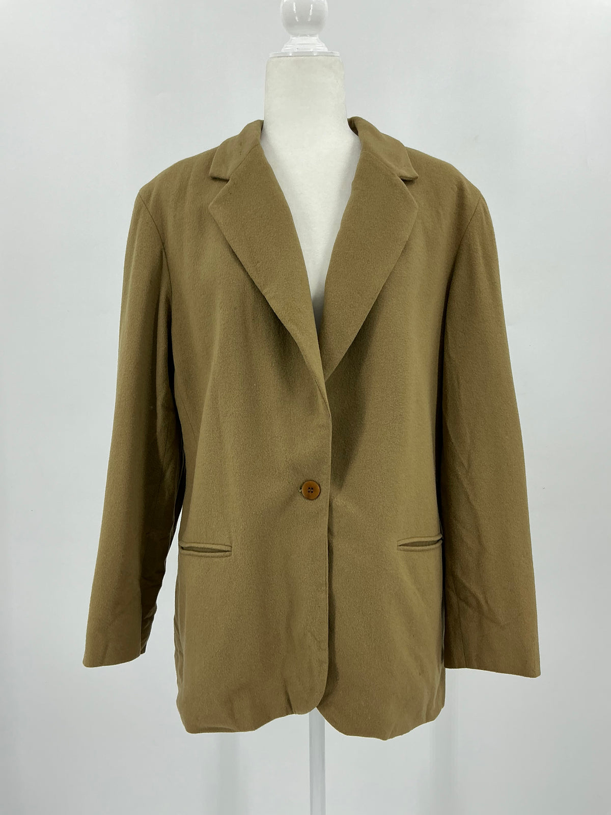 Vintage 90s J.Crew Camel Wool Cashmere Blend Single Button Blazer Jacket 12