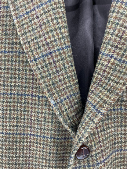 Vintage J. Press Men's Olive & Brown Tic-Weave Wool Tweed Sport Coat 44R