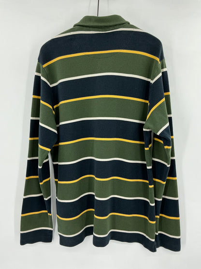 Vintage GAP Long Sleeve Rugby Stripe Polo Shirt Medium