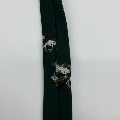 Vintage Male Chauvinist Pig Bloomingdale’s Men’s Green “MCP” Pig Print Tie