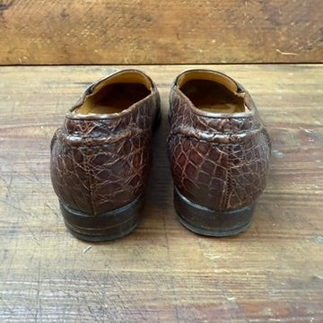 Vintage Ralph Lauren Brown Crocodile Penny Loafers
