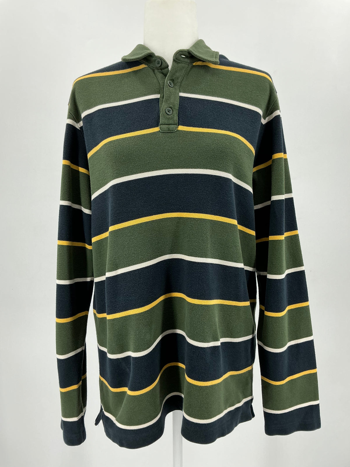 Vintage GAP Long Sleeve Rugby Stripe Polo Shirt Medium