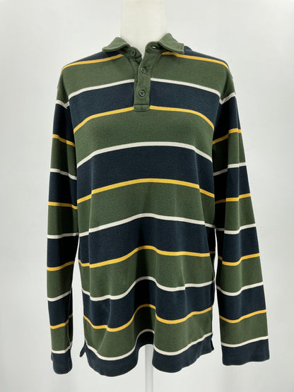 Vintage GAP Long Sleeve Rugby Stripe Polo Shirt Medium