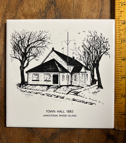 Jamestown Historical Society Tile - Town Hall 1883
