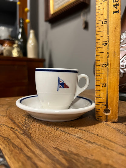 Pair of St. Francis Yacht Club San Francisco Burgee Demitasse Cup and Saucers