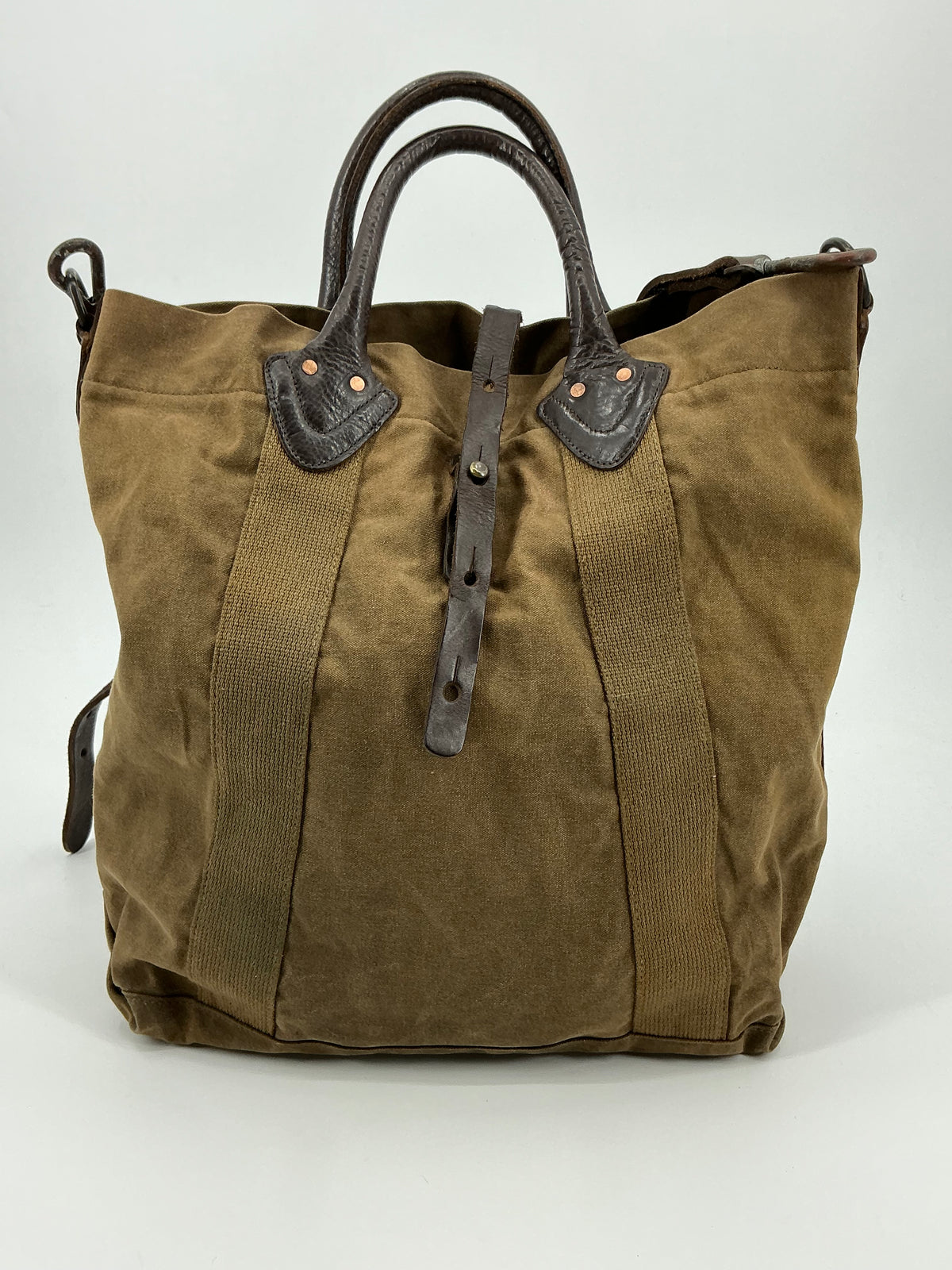 RRL Double RL Waxed Canvas And Leather Tote Bag