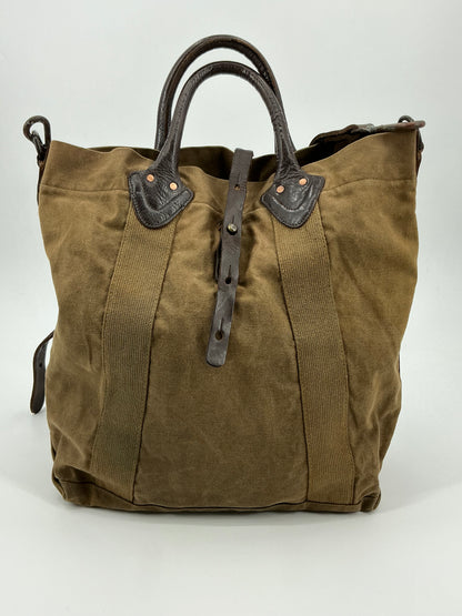 RRL Double RL Waxed Canvas And Leather Tote Bag