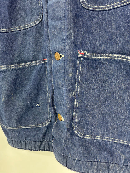 Vintage Wrangler Blanket Lined Denim Chore Coat Size 40