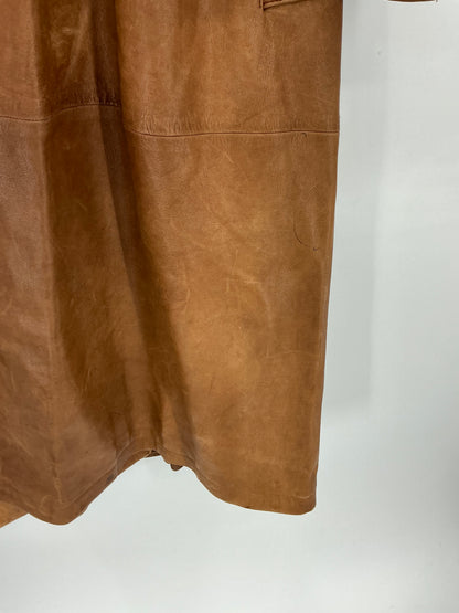 Vintage Polo Ralph Lauren Brown Leather Belted Trench Coat Large