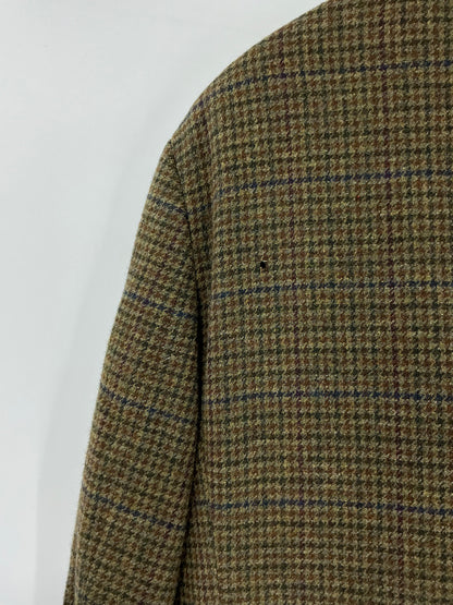 Vintage J. Press Men's Olive & Brown Tic-Weave Wool Tweed Sport Coat 44R