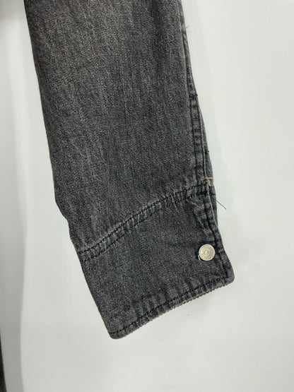 Vintage Ralph Lauren Black Denim Duster Shirt Dress  Corduroy Collar Cuffs Size 12