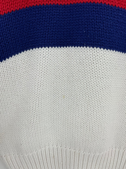 Vintage Polo Ralph Lauren Cotton Knit Sweater Large White Red Blue Stripe