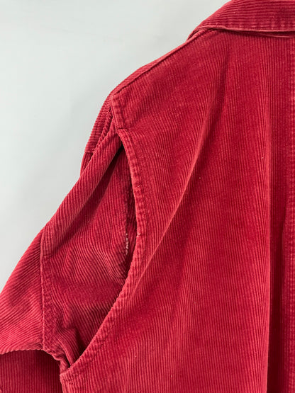 Vintage Ralph Lauren Red Corduroy Shirt Dress Size 8