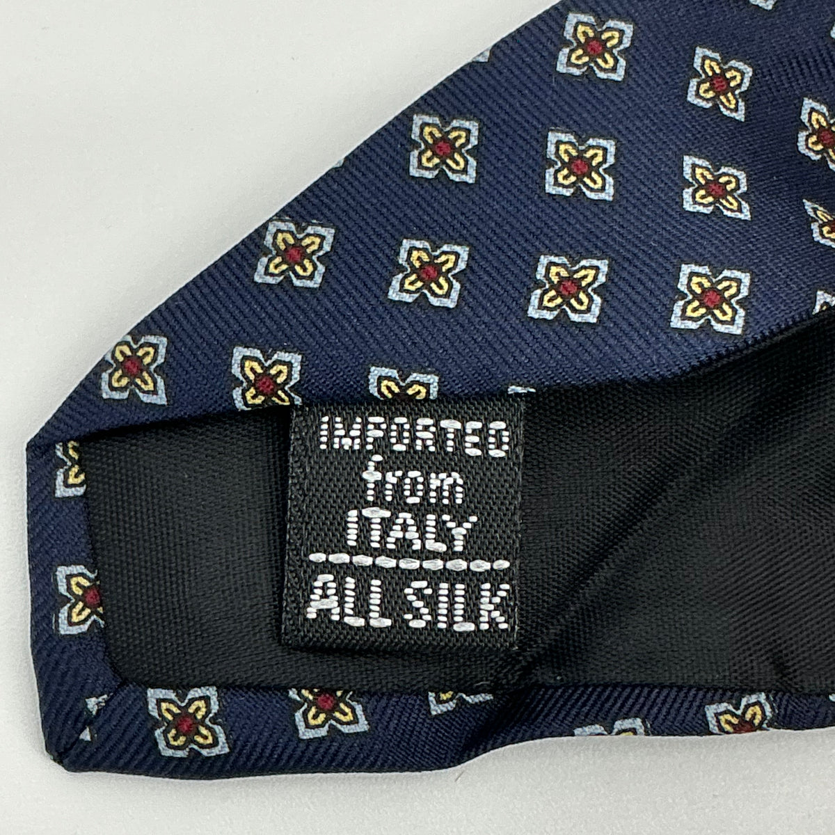 Vintage Lord & Taylor Navy Blue Patterned Silk Tie