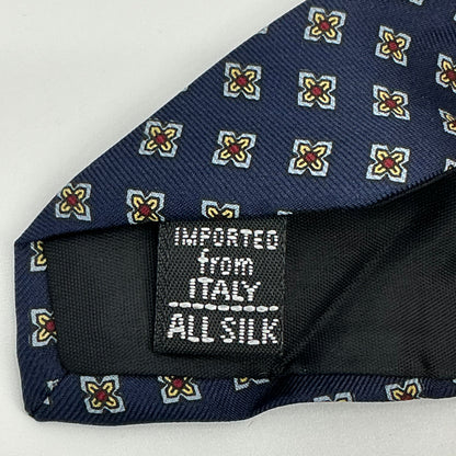 Vintage Lord & Taylor Navy Blue Patterned Silk Tie