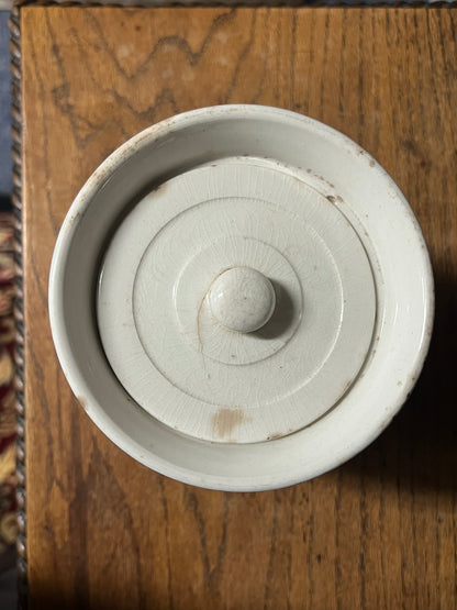 CASTOR SUGAR - White Banded Kitchen Jar Canister with Lid