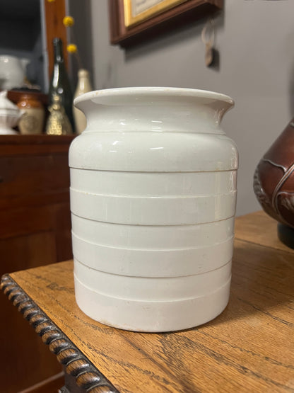 RICE - White Banded Kitchen Jar Canister with Lid