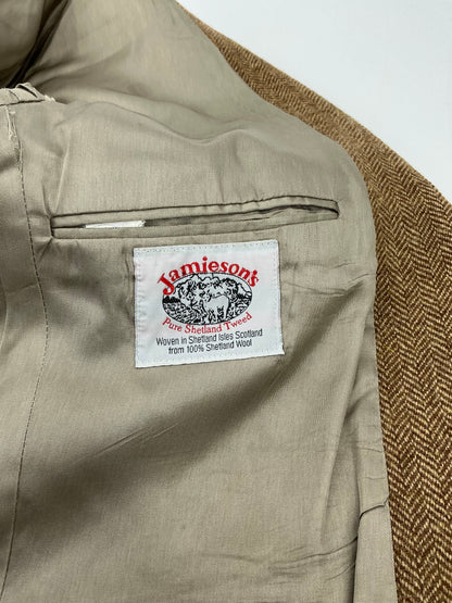 Vintage J. Press Jamieson's of Shetland Brown Herringbone Sport Coat 44R