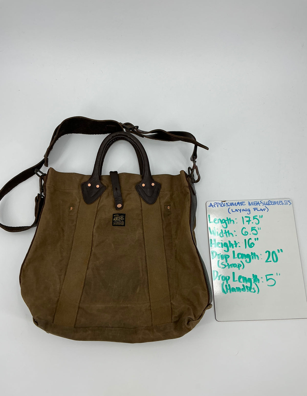 RRL Double RL Waxed Canvas And Leather Tote Bag