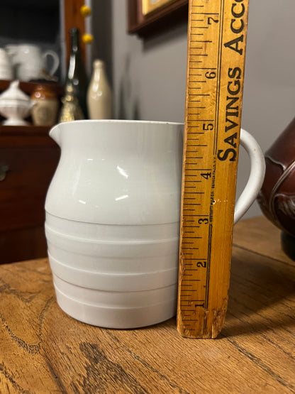 White Ironstone Banded Dairy Jug