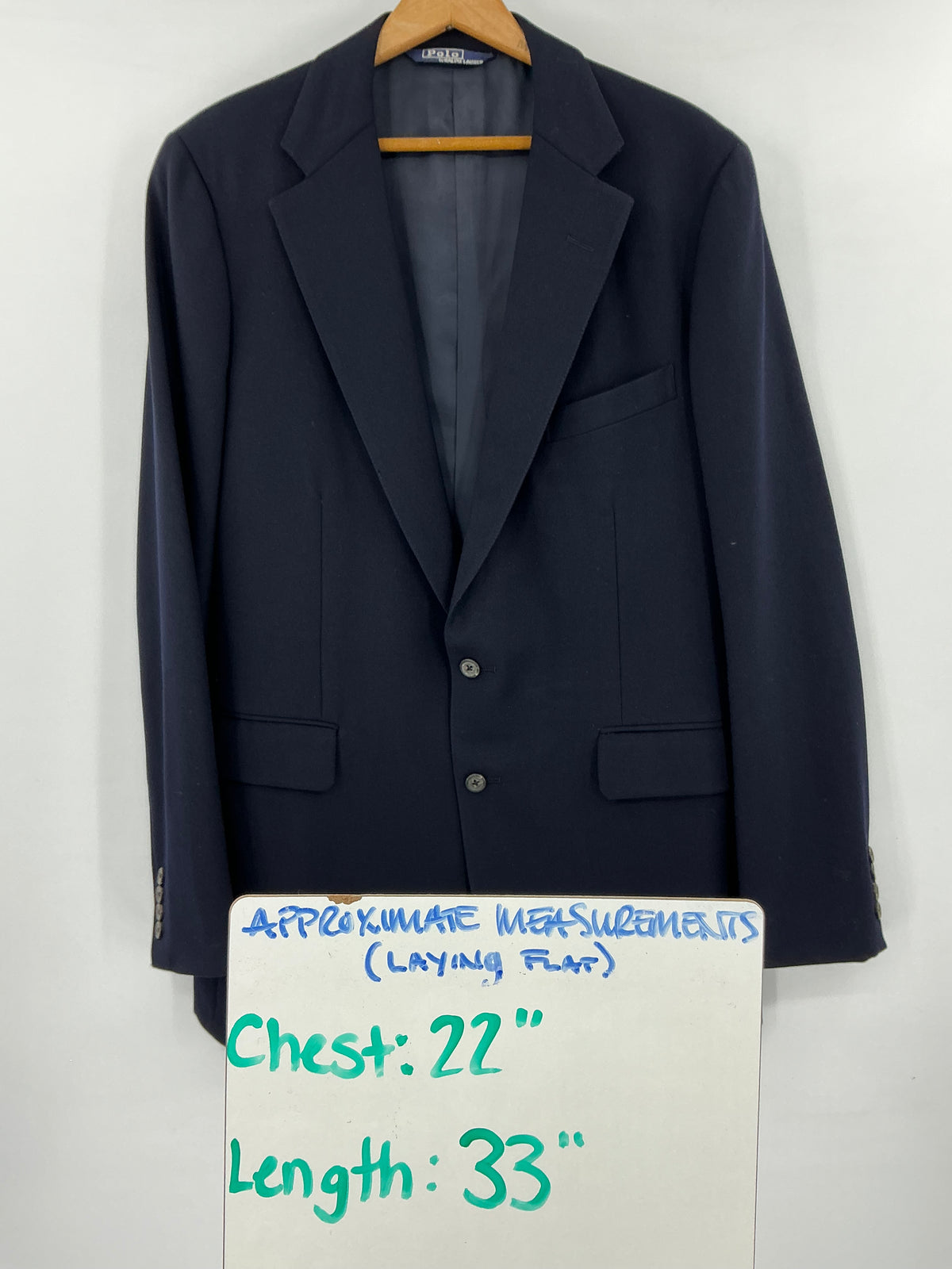 Vintage Polo University Club Ralph Lauren Navy Wool Blazer Sport Coat  Union Label
