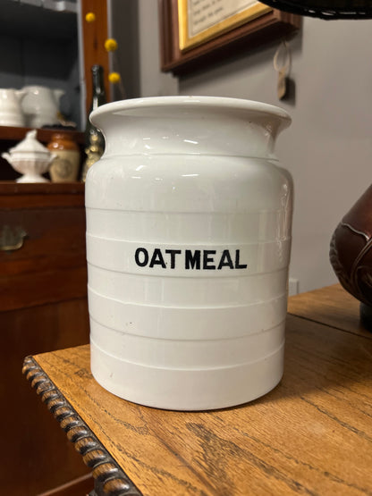 OATMEAL - White Banded Kitchen Jar Canister